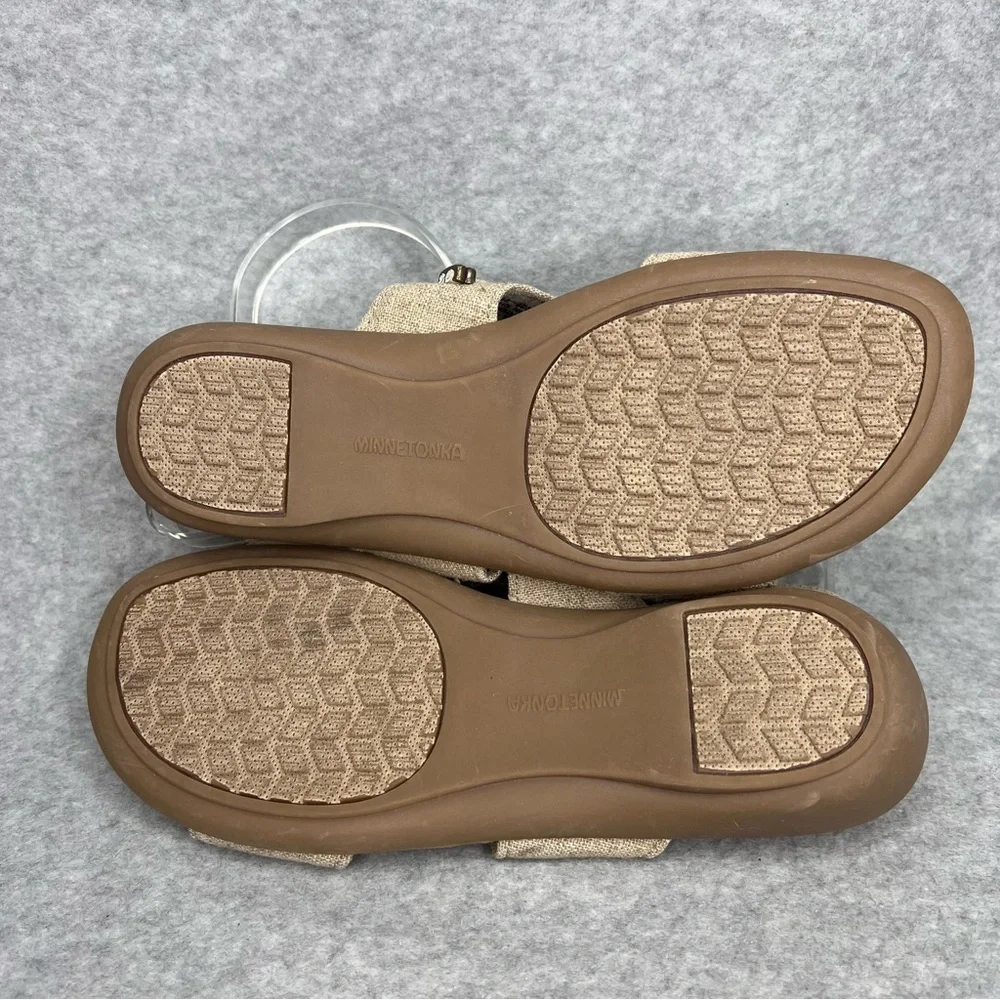 Minnetonka Womens 8 Wide Silvie Slingback Sandals Western Boho Natural Vegan New - Picture 11 of 12